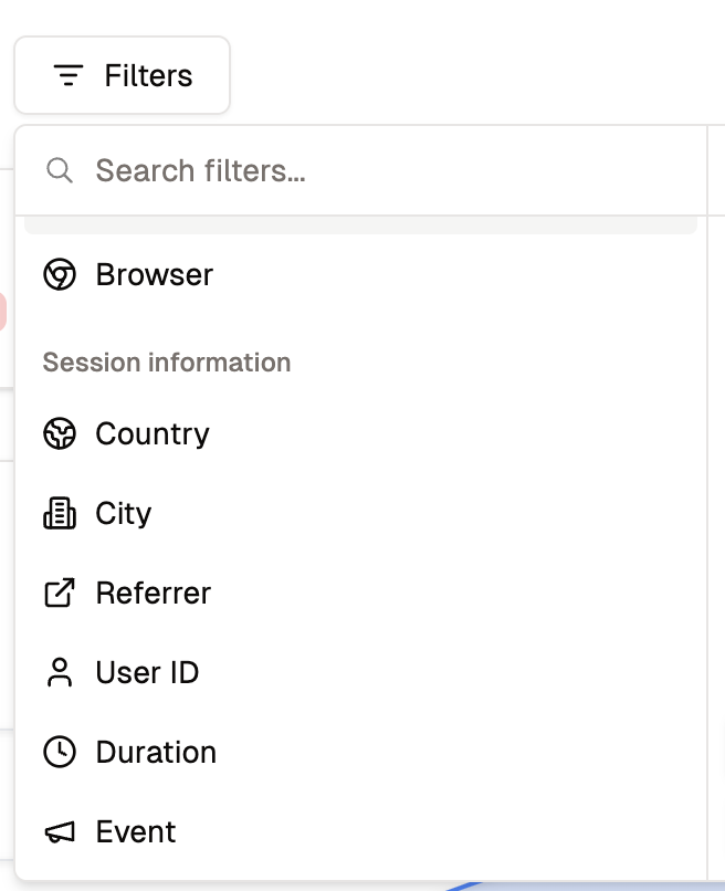 Session Information Filters in Analyzee