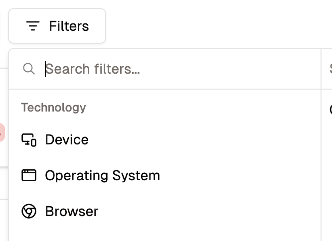 Technology Filters in Analyzee